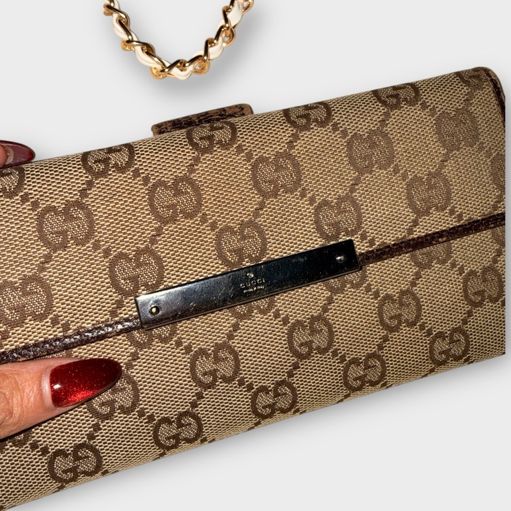 Gucci GG Canvas Wallet w/ Optional Gold + Silver Chain (Authentic, COA Included) - Picture 9 of 15